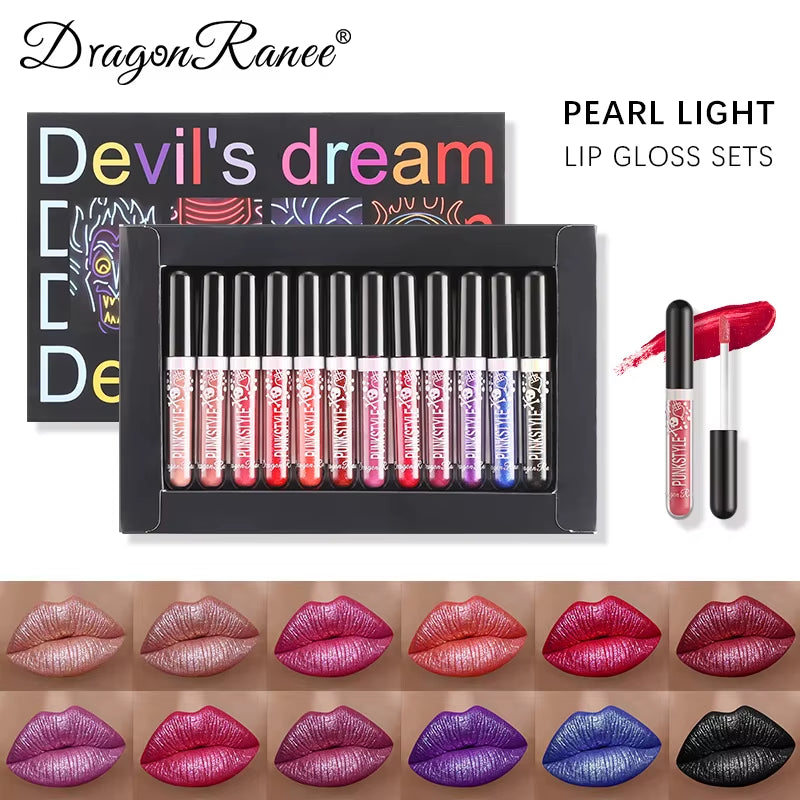 Devil’s Dream™ – 12-Color Glitter Lip Gloss & Lip Tint Kit